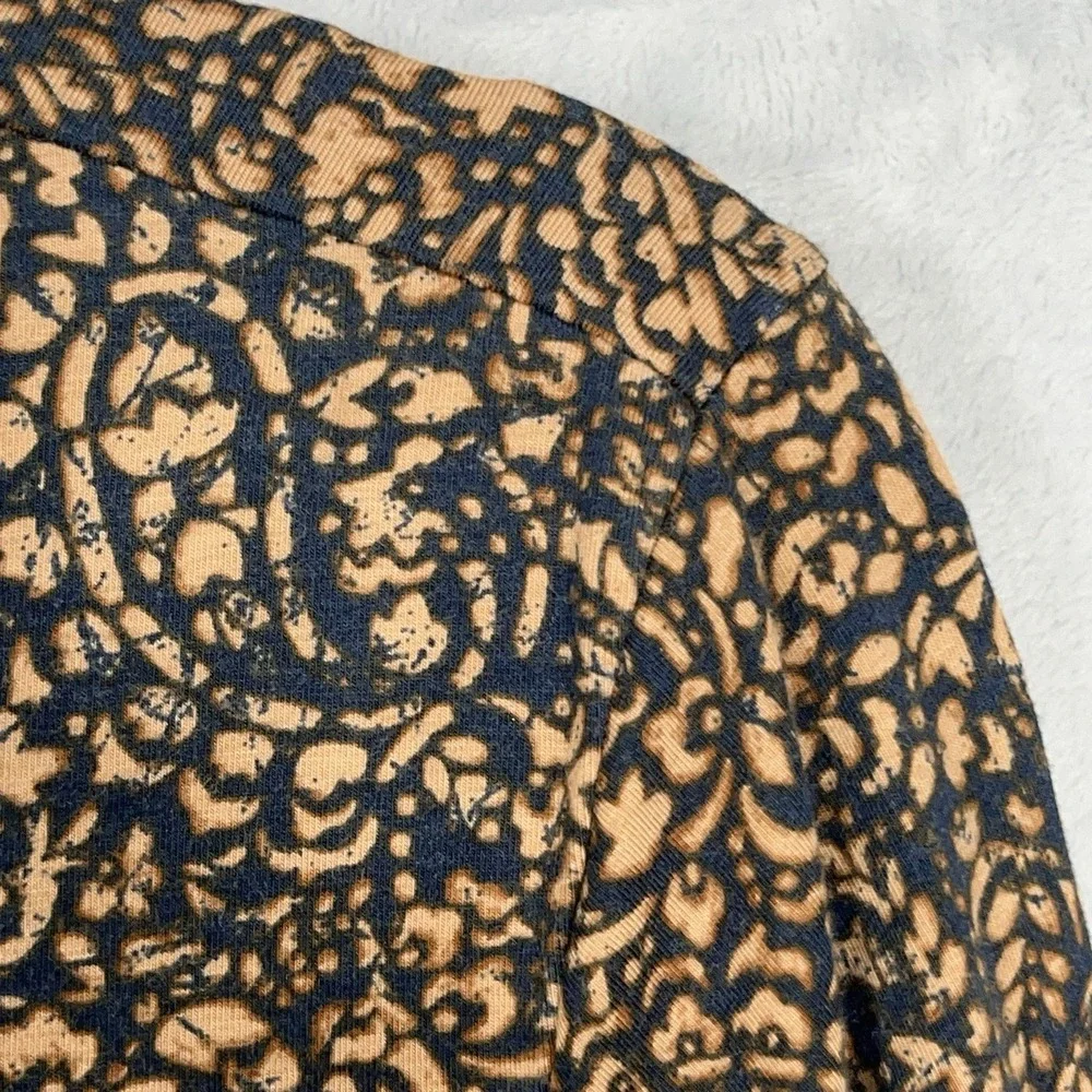 J Jill Pure Jill Stretch Pima Cotton Shirttail Tee L Long Sleeve Paisley Comfy - Picture 2 of 8